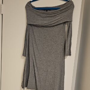 A-Line Knit Gray Off-Shoulder Dress
